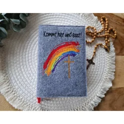 Gotteslobhülle Filz Kommunion 2025 kommt her und esst! personalisierbar Einband Handgemachte Filzhülle Boot