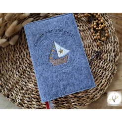 Gotteslobhülle Filz Kommunion 2025 kommt her und esst! personalisierbar Einband Handgemachte Filzhülle Boot