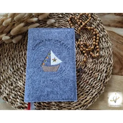 Gotteslobhülle Filz Kommunion 2025 kommt her und esst! personalisierbar Einband Handgemachte Filzhülle Boot