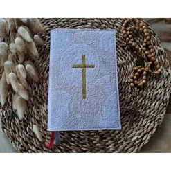 Gotteslobhülle Filz Kommunion 2025 personalisierbar Ornamente "Kommt her und esst!" Einband Andenken Erstkommunion