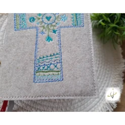 Gotteslobhülle Filz Kommunion 2025 kommt her und esst personalisierbar Einband  Kreuz Filzhülle individuelles Geschenk