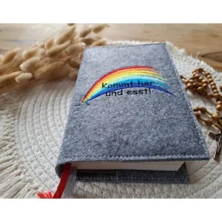 Gotteslobhülle Filz Kommunion 2025 kommt her und esst! personalisierbarer Einband Erstkommunion