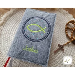 Gotteslobhülle Filz Kommunion 2025 kommt her und esst! personalisierbar Einband Handgemachte Filzhülle