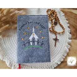 Gotteslobhülle Filz Kommunion 2025 kommt her und esst! personalisierbar Einband Handgemachte Filzhülle