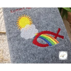 Gotteslobhülle Filz  Kommunion 2025 personalisierbar Jesus mit Kindern 