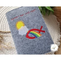 Gotteslobhülle Filz  Kommunion 2025 personalisierbar Jesus mit Kindern 