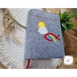 Gotteslobhülle Filz  Kommunion 2025 personalisierbar Jesus mit Kindern 