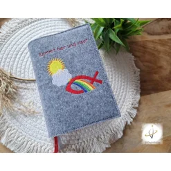 Gotteslobhülle Filz  Kommunion 2025 personalisierbar Jesus mit Kindern 