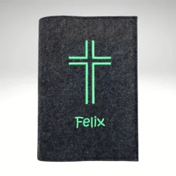 Gotteslobhülle Filz KREUZ NAME personalisiert Wollfilz