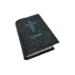 Gotteslobhülle Filz Kreuz offen Name Kommunion personalisiert