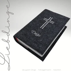 Gotteslobhülle Filz offenes KREUZ NAME personalisierbar Wollfilz