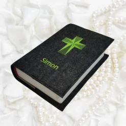 Gotteslobhülle Filz RELIEFKREUZ NAME personalisierbar Farbwahl