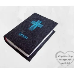 Gotteslobhülle Filz RELIEFKREUZ NAME Einband Gesangbuch  personalisierbar  KL206