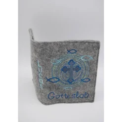 Gotteslobhülle Fische Kreuz im Kreis Gebetbuch Hülle Geschenk Kommunion Firmung Rosenkranz religiös personalisierbar