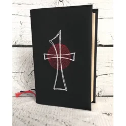 Gotteslobhülle Gebetbuchhülle Kunstleder schwarz mit Kreuz personalisiert Geschenk Kommunion Firmung
