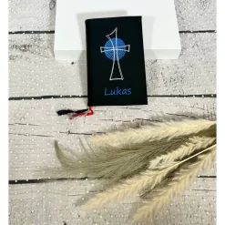Gotteslobhülle Gebetbuchhülle Kunstleder schwarz mit Kreuz personalisiert
