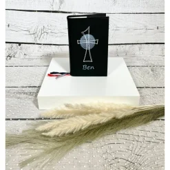 Gotteslobhülle Gebetbuchhülle Kunstleder schwarz mit Kreuz personalisiert