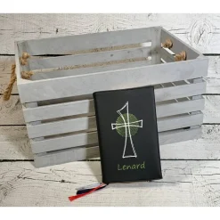 Gotteslobhülle Gebetbuchhülle Kunstleder schwarz mit Kreuz personalisiert