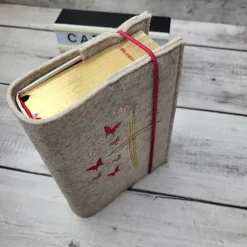 Gotteslobhülle, Gotteslobeinband Schmetterlinge und Kreuz Pink und Gold, Kommunion