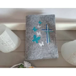 Gotteslobhülle, Gotteslobeinband,  Filz, bestickt, Kommunion