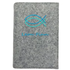 Gotteslobhülle Ichtys Fische Name personalisierbar. Filz vegan K107