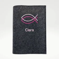 Gotteslobhülle Ichtys Fische Name personalisiert. Filz vegan K108