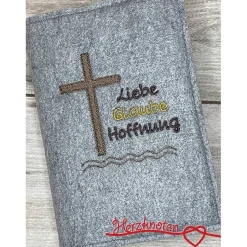 Gotteslobhülle, Kommunion, Firmung, Konfirmation, Kreuz, gestickt, Filz, Geschenk, Mädchen, Junge,  personalisierbar, mi