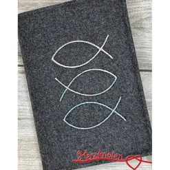 Gotteslobhülle, Kommunion, Firmung, Konfirmation, Fisch, gestickt, Filz, Geschenk, Mädchen, Junge,  personalisierbar, mi