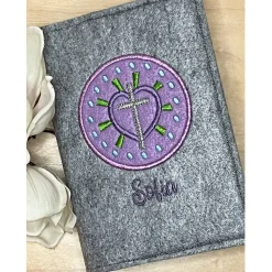 Gotteslobhülle, Kommunion, Firmung, Konfirmation, Kreuz, gestickt, Filz, Geschenk, Mädchen, Junge,  personalisierbar