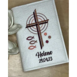 Gotteslobhülle, Kommunion, Firmung, Konfirmation, Kreuz, gestickt, Filz, Geschenk, Mädchen, Junge,  personalisierbar