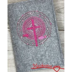 Gotteslobhülle, Kommunion, Firmung, Konfirmation, Kreuz, gestickt, Filz, Geschenk, Mädchen, Junge,  personalisierbar, mi