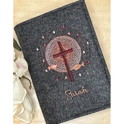 Gotteslobhülle, Kommunion, Firmung, Konfirmation, Kreuz, gestickt, Filz, Geschenk, Mädchen, Junge,  personalisierbar