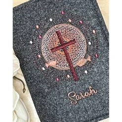 Gotteslobhülle, Kommunion, Firmung, Konfirmation, Kreuz, gestickt, Filz, Geschenk, Mädchen, Junge,  personalisierbar