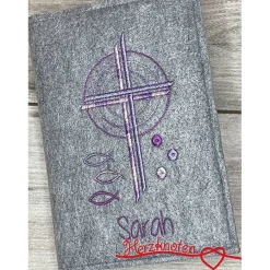 Gotteslobhülle, Kommunion, Firmung, Konfirmation, Kreuz, gestickt, Filz, Geschenk, Mädchen, Junge,  personalisierbar, mi