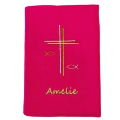 Gotteslobhülle Kreuz Fische Name personalisiert. Filz. mit Verschluss