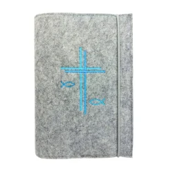 Gotteslobhülle Kreuz Fische Name personalisiert. Filz. mit Verschluss