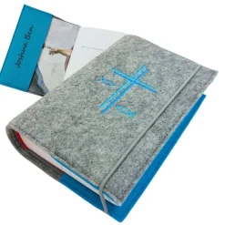 Gotteslobhülle Kreuz Fische Name personalisiert. Filz. mit Verschluss