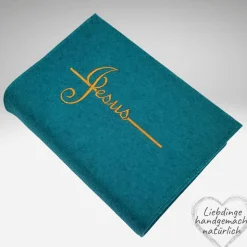 Gotteslobhülle KREUZ JESUS Schriftzug Filz. Gesangbuch. Gotteslob  KL225