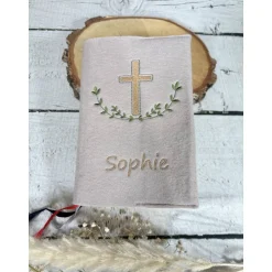 Gotteslobhülle Kreuz mit Blätter Gebetbuchhülle Filz personalisiert