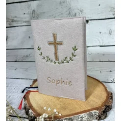 Gotteslobhülle Kreuz mit Blätter Gebetbuchhülle Filz personalisiert