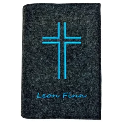 Gotteslobhülle Kreuz offen Name personalisiert. Filz vegan K114