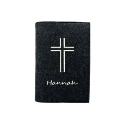 Gotteslobhülle Kreuz offen Name personalisiert. Filz vegan K114