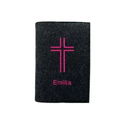 Gotteslobhülle Kreuz offen Name personalisiert. Filz vegan K113