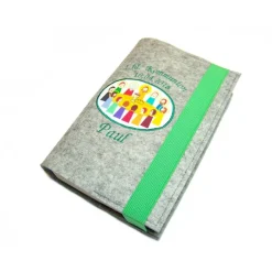 Gotteslobhülle Merino Wollfilz Filz Stickerei 1.hl. Kommunion inkl. Name + Datum + Abendmahl Aufnäher