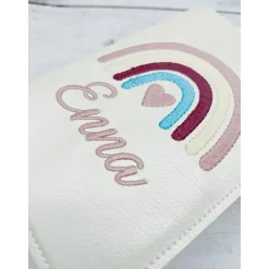 Gotteslobhülle Regenbogen Hülle Geschenk Kommunion Geschenkidee personalisiert Kunstleder edel optional Rosenkranztasche