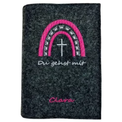 Gotteslobhülle Regenbogen Du gehst mit. Name personalisiert. Filz vegan K116