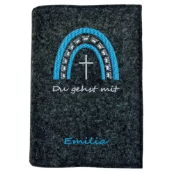 Gotteslobhülle Regenbogen Du gehst mit. Name personalisiert. Filz vegan K116