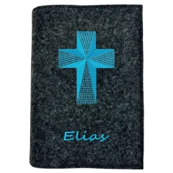 Gotteslobhülle Reliefkreuz Name personalisierbar. Filz vegan K102