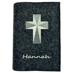 Gotteslobhülle Reliefkreuz Name personalisierbar. Filz vegan K102