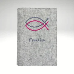 Gotteslobhülle Wollfilz Ichtys Fische Name personalisiert Filz